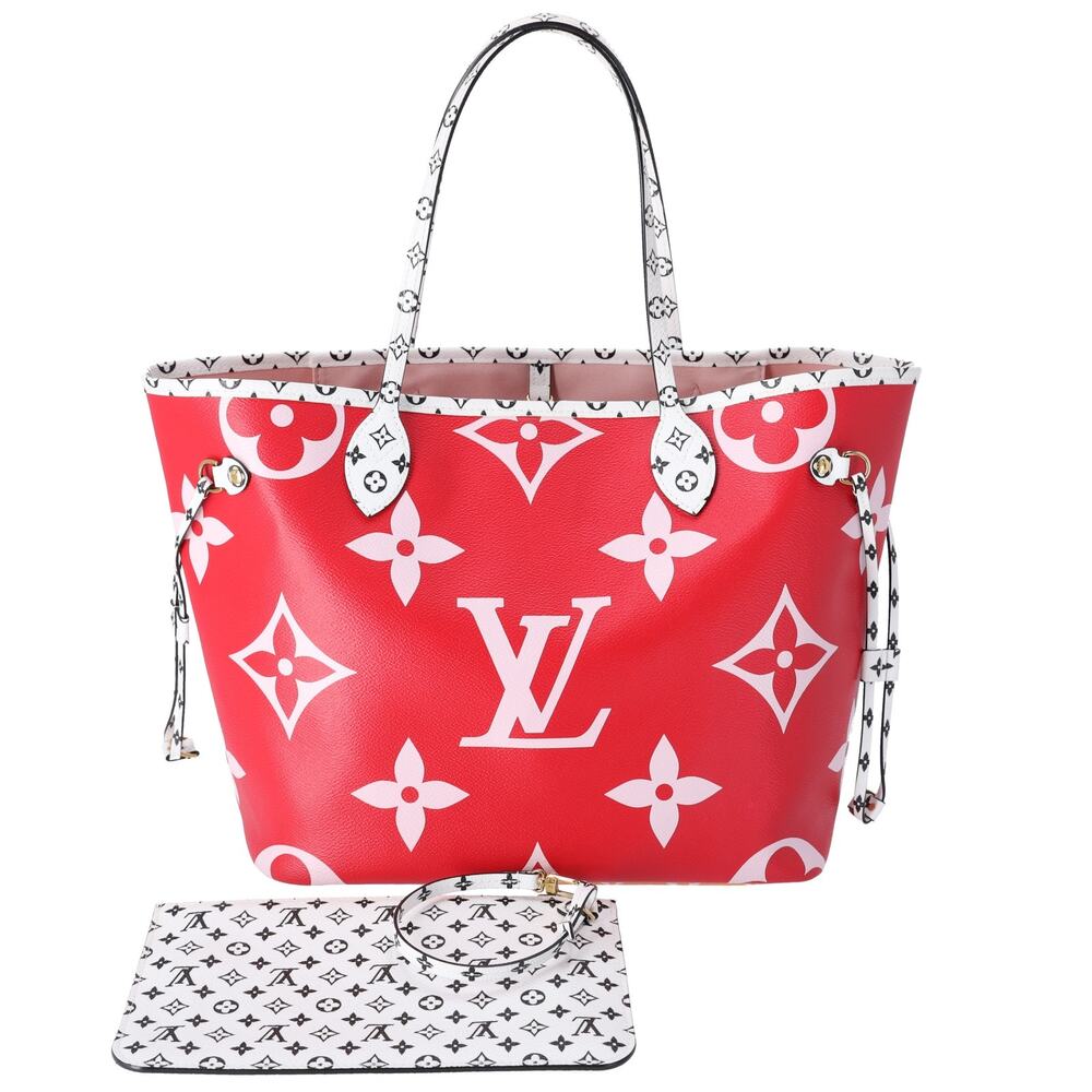 Louis Vuitton Neverfull MM Giant Monogram Tote Bag M44567 Rouge Pink